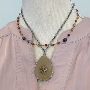 Vintage Marbled Choker with pearlized beads